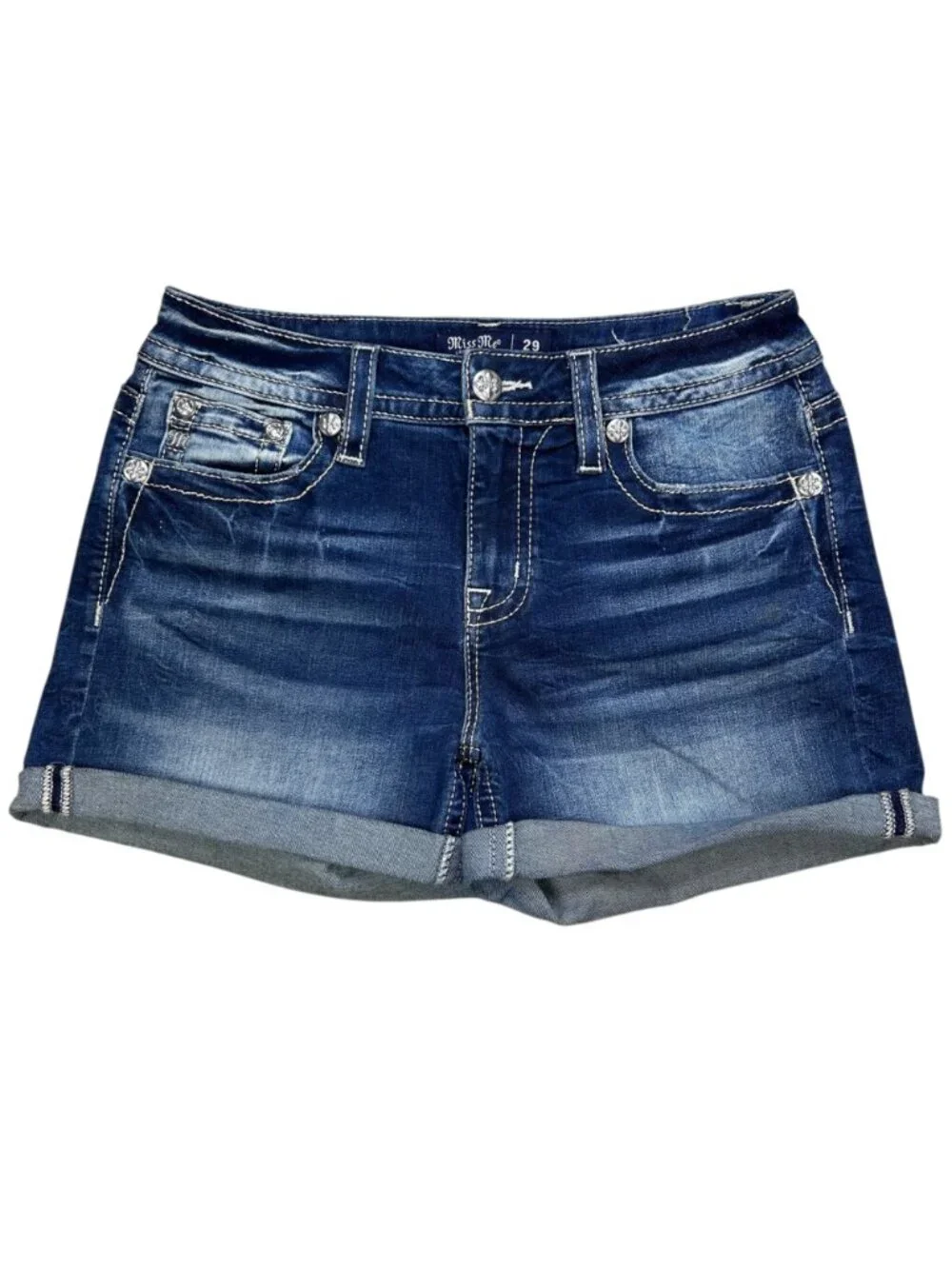 Miss Me 29 Mid-Rise Short Denim Jean Casual Embellished